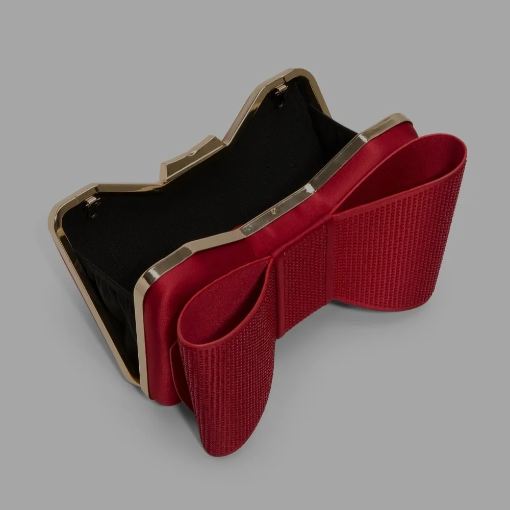 Red Bow Clutch with Gold Accents - Picture 1 of 4